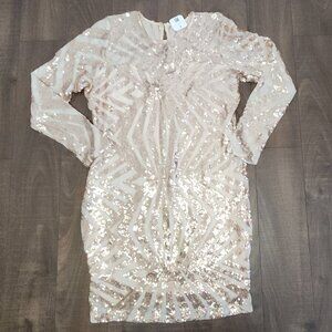 NWT Bluebell Dress Size 3XL Gold Sequence Long Sleeves Sparkle Formal/Wedding